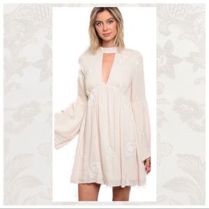 Ecru Embroidered Skater Dress Tunic